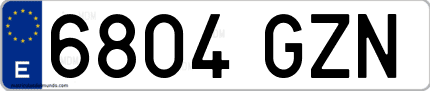Ejemplo de matrícula de coche ordinaria 6804 GZN