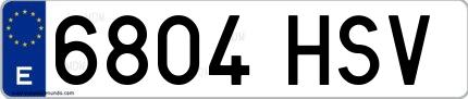 Ejemplo de matrícula española 6804 HSV