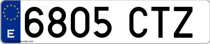 Ejemplo de matrícula española 6805 CTZ