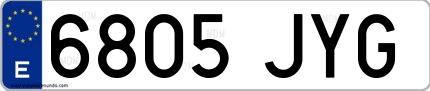 Ejemplo de matrícula española 6805 JYG