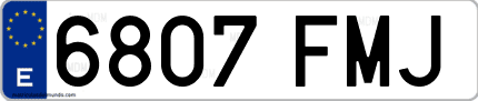 Ejemplo de matrícula de coche ordinaria 6807 FMJ
