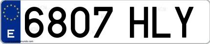 Ejemplo de matrícula española 6807 HLY