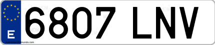 Ejemplo de matrícula de coche ordinaria 6807 LNV