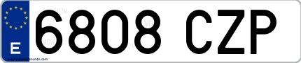 Ejemplo de matrícula española 6808 CZP