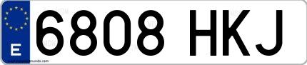 Ejemplo de matrícula española 6808 HKJ