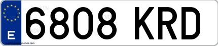 Ejemplo de matrícula española 6808 KRD