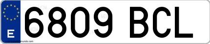Ejemplo de matrícula española 6809 BCL