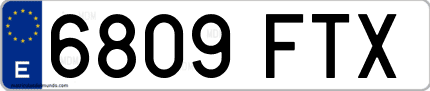 Ejemplo de matrícula de coche ordinaria 6809 FTX