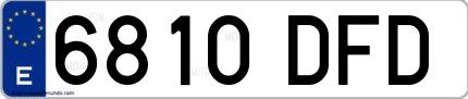 Ejemplo de matrícula española 6810 DFD
