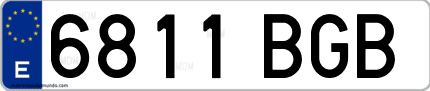 Ejemplo de matrícula de coche ordinaria 6811 BGB