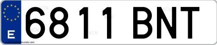 Ejemplo de matrícula española 6811 BNT