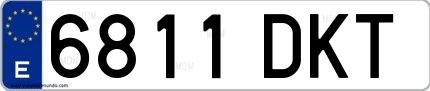 Ejemplo de matrícula española 6811 DKT
