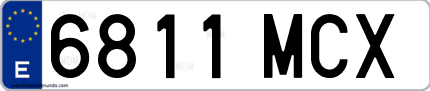 Ejemplo de matrícula de coche ordinaria 6811 MCX