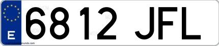 Ejemplo de matrícula española 6812 JFL