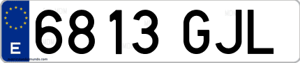 Ejemplo de matrícula de coche ordinaria 6813 GJL