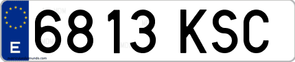 Ejemplo de matrícula de coche ordinaria 6813 KSC