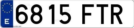 Ejemplo de matrícula española 6815 FTR