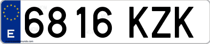 Ejemplo de matrícula de coche ordinaria 6816 KZK