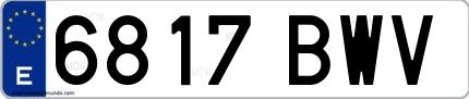 Ejemplo de matrícula de coche ordinaria 6817 BWV