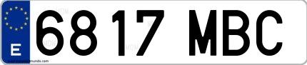 Ejemplo de matrícula española 6817 MBC