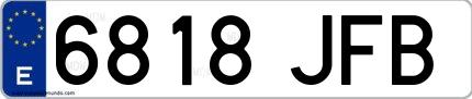 Ejemplo de matrícula española 6818 JFB