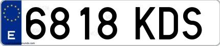 Ejemplo de matrícula española 6818 KDS