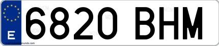 Ejemplo de matrícula española 6820 BHM