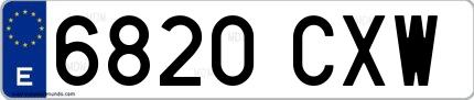 Ejemplo de matrícula española 6820 CXW