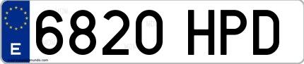 Ejemplo de matrícula española 6820 HPD