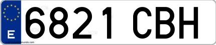 Ejemplo de matrícula española 6821 CBH