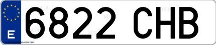 Ejemplo de matrícula española 6822 CHB