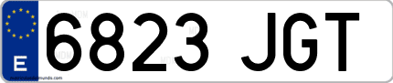 Ejemplo de matrícula de coche ordinaria 6823 JGT