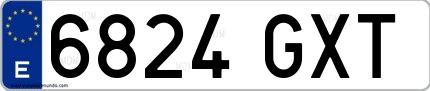 Ejemplo de matrícula española 6824 GXT