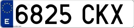 Ejemplo de matrícula española 6825 CKX