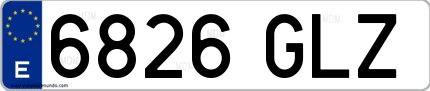 Ejemplo de matrícula española 6826 GLZ