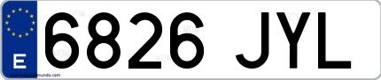 Ejemplo de matrícula española 6826 JYL