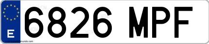 Ejemplo de matrícula española 6826 MPF