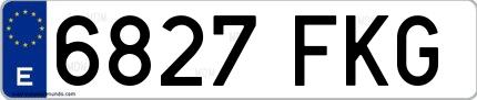Ejemplo de matrícula española 6827 FKG