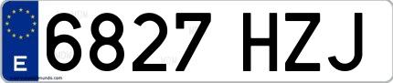 Ejemplo de matrícula española 6827 HZJ