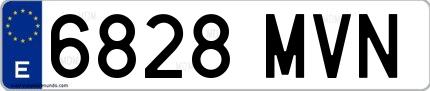Ejemplo de matrícula española 6828 MVN