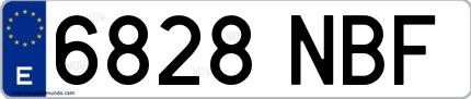 Ejemplo de matrícula española 6828 NBF