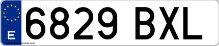 Ejemplo de matrícula española 6829 BXL