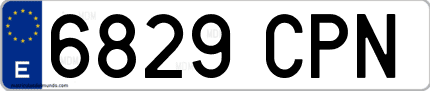 Ejemplo de matrícula de coche ordinaria 6829 CPN