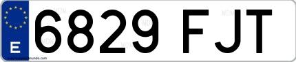 Ejemplo de matrícula española 6829 FJT