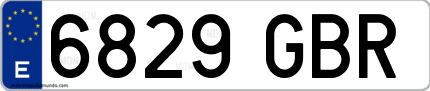 Ejemplo de matrícula de coche ordinaria 6829 GBR
