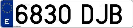 Ejemplo de matrícula de coche ordinaria 6830 DJB
