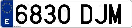 Ejemplo de matrícula española 6830 DJM