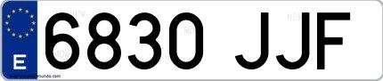 Ejemplo de matrícula española 6830 JJF