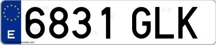 Ejemplo de matrícula de coche ordinaria 6831 GLK
