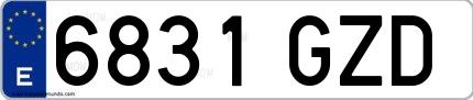Ejemplo de matrícula española 6831 GZD
